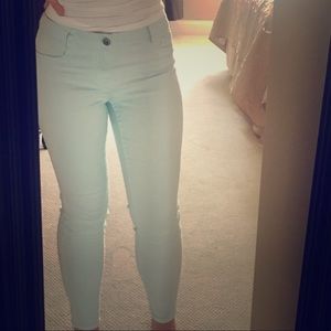 Mint green skinny jeans